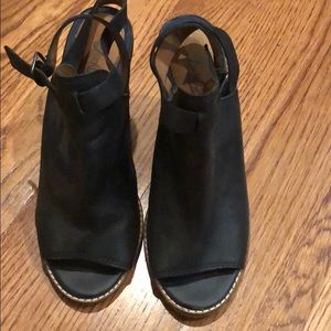 Lucky brand black open toe and back booties